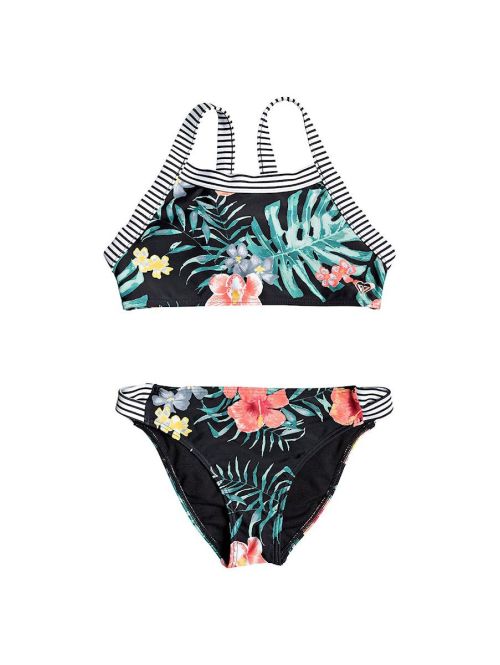 Bikini Bottom Roxy Happy Spring Crop Anthracite Hibiscus T12