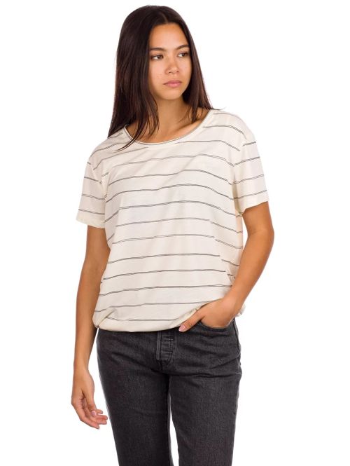 Tricou Kazane Indra White Asparagus Striped White