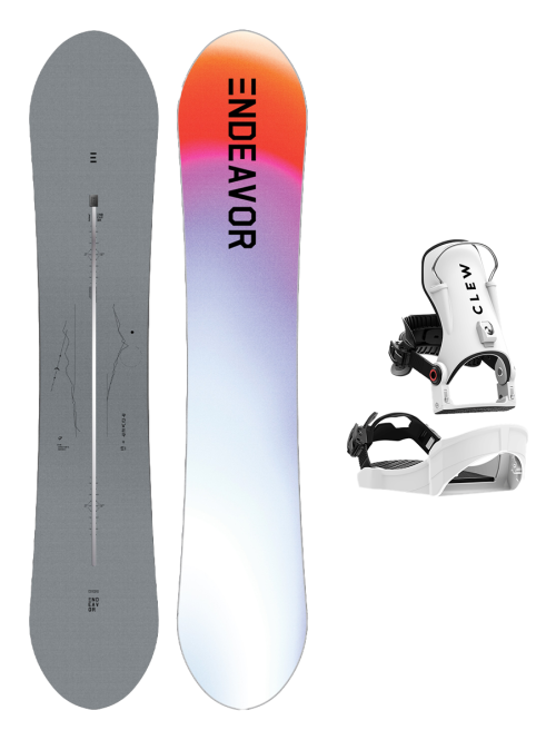 SET ENDEAVOR - Rover Directors PRO 2025 x Legaturi Snowboard CLEW Independence 1.0 2026 - White