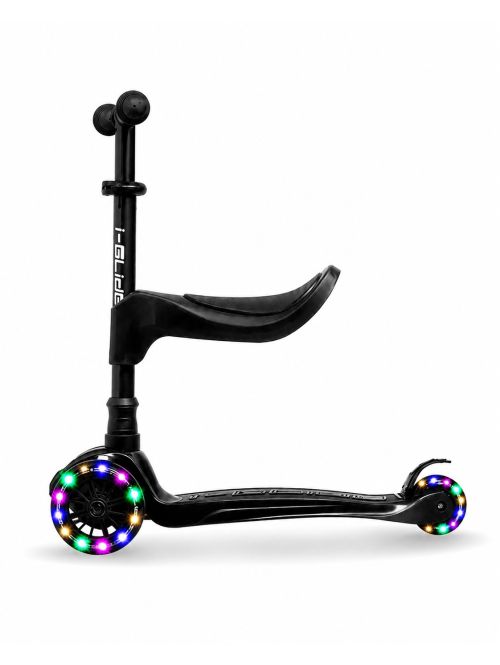Trotineta Copii i-Glide 3 Wheel (Black) + Scaun Trotineta i-Glide 3 Wheel Scooter Seat (Negru)
