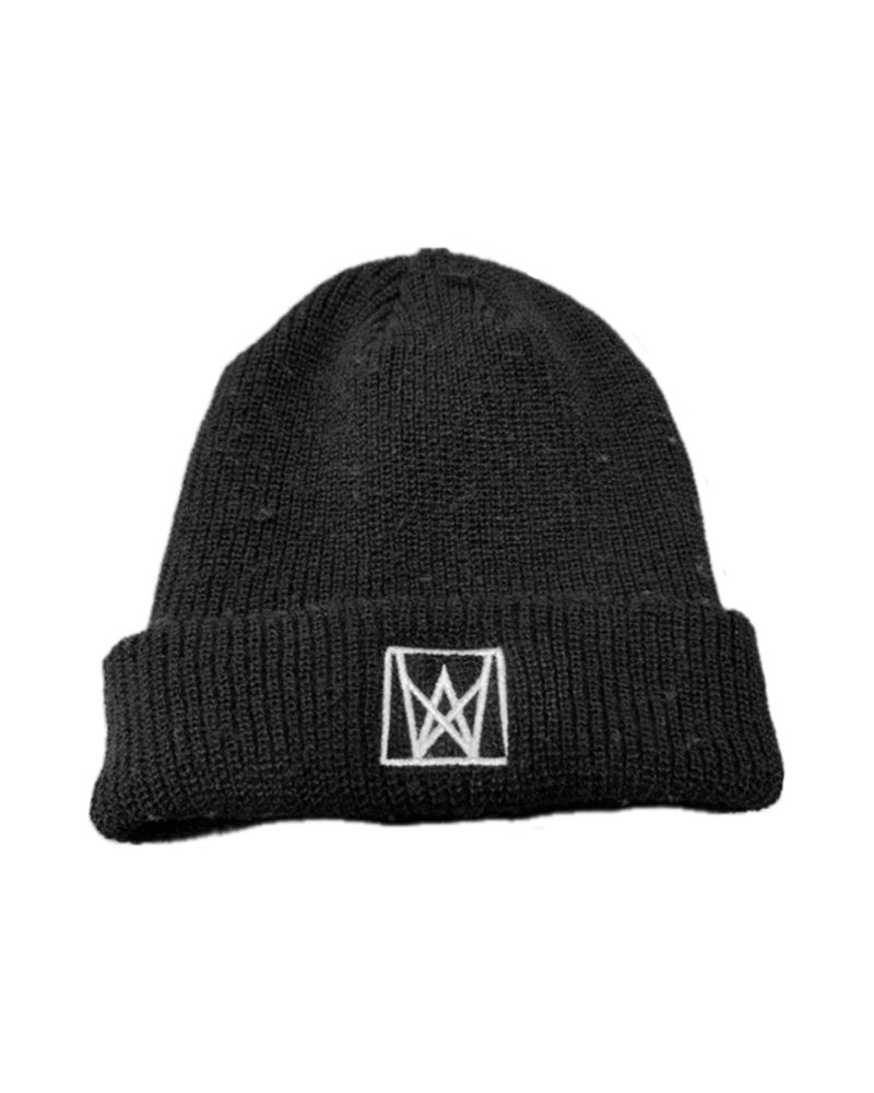 Welcome Icon Embroidered Beanie black white