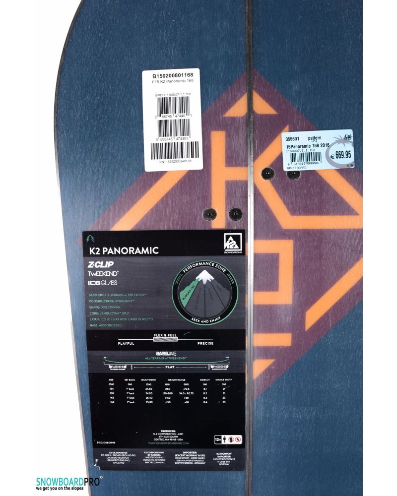 Placa Splitboard K2 Panoramic 168
