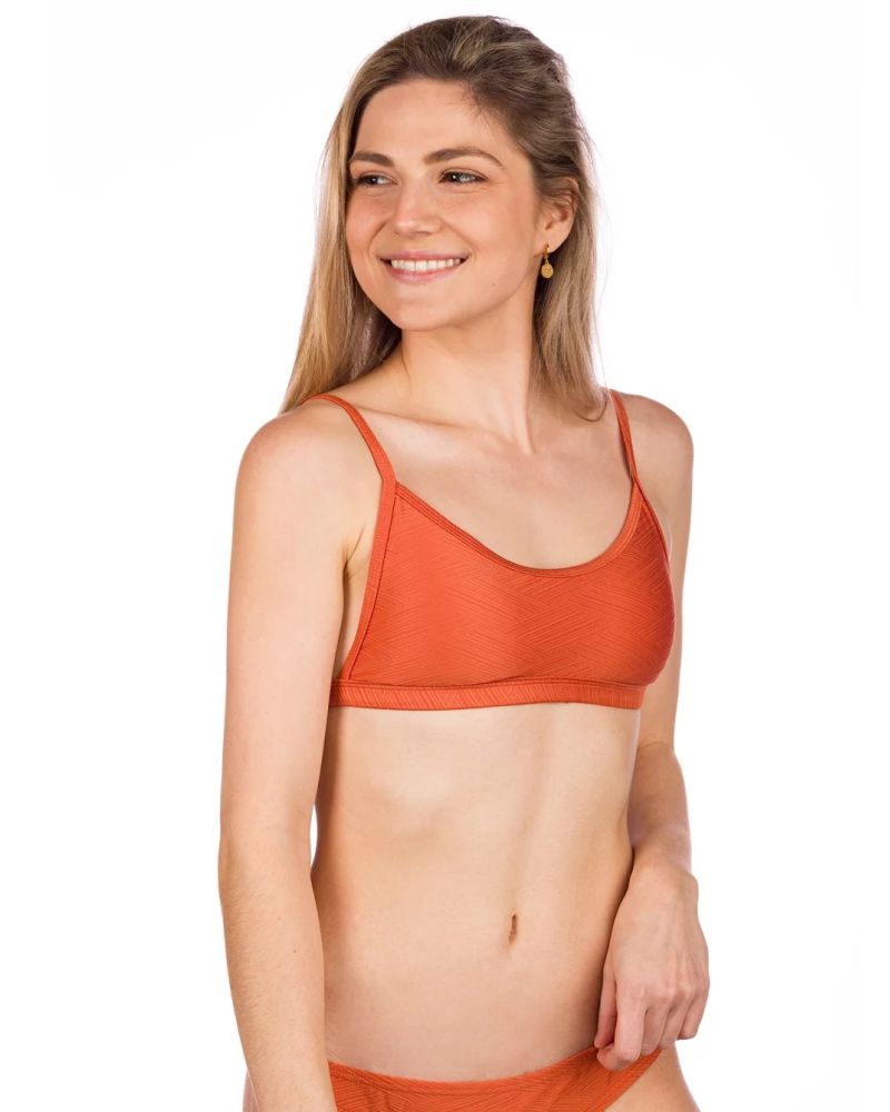 Bikin Top Damsel Cross Hatch Carmen Orange
