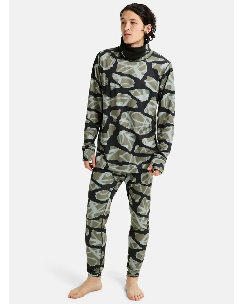 1ST Layer BURTON - Men's Midweight Base Layer Long Neck Shirt - Graffiti Camo